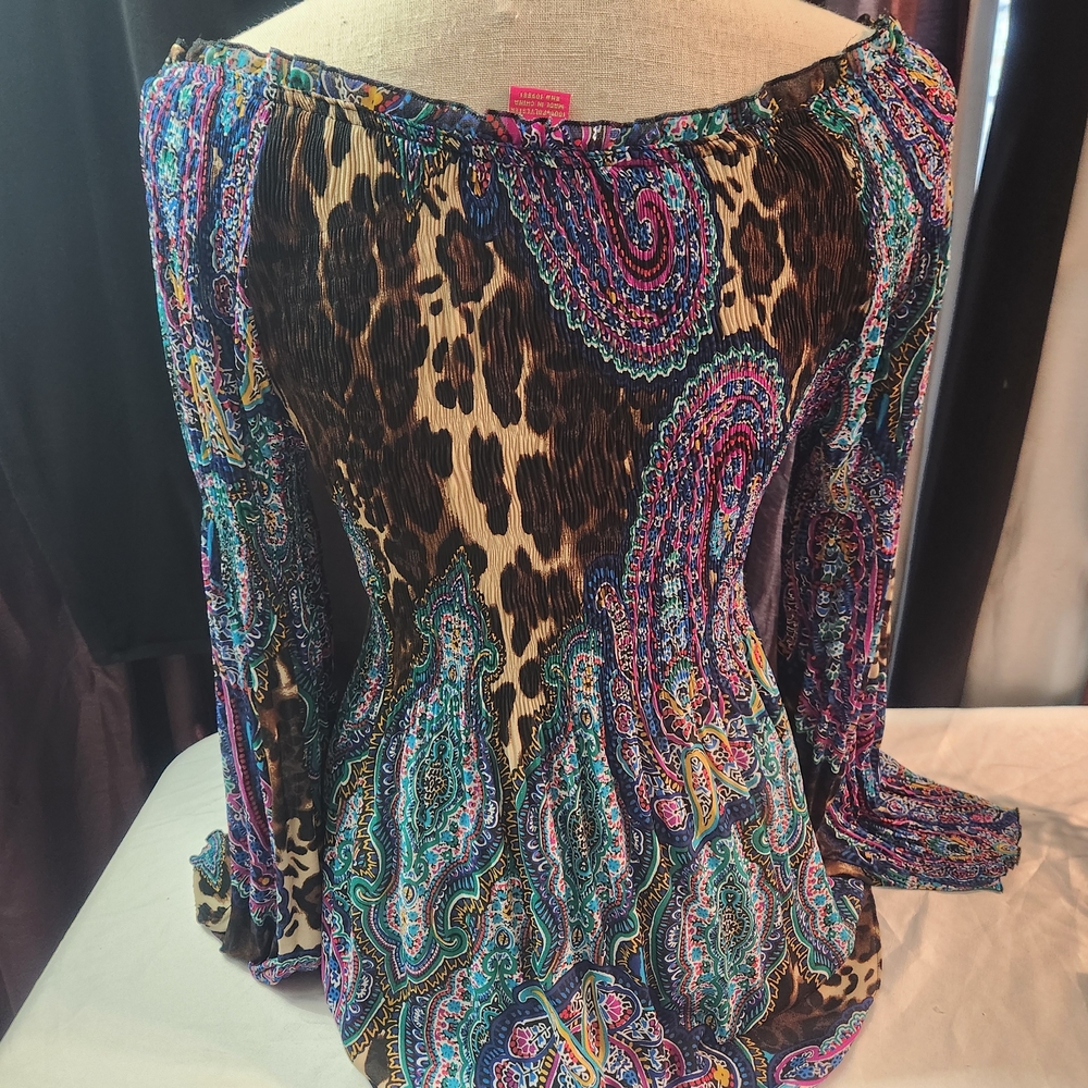 Sunny Leigh Multicolor Paisley and Leopard Blouse - Picture 7 of 14